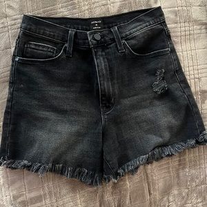 Black denim shorts